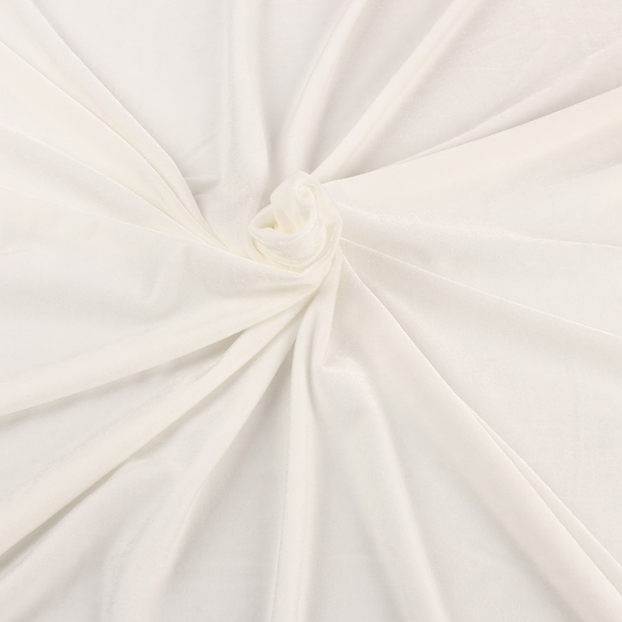 Tissu en velours extensible tricoté de 160cm de large | Tissu en velours Poly élastique de pour combinaison de sport: Off-white