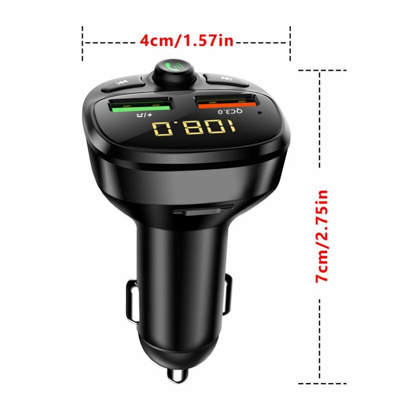 2020 aggiornato Bluetooth 5.0 FM Trasmettitore Radio Adattatore per Auto Adattatore del Caricatore del USB Radio Player