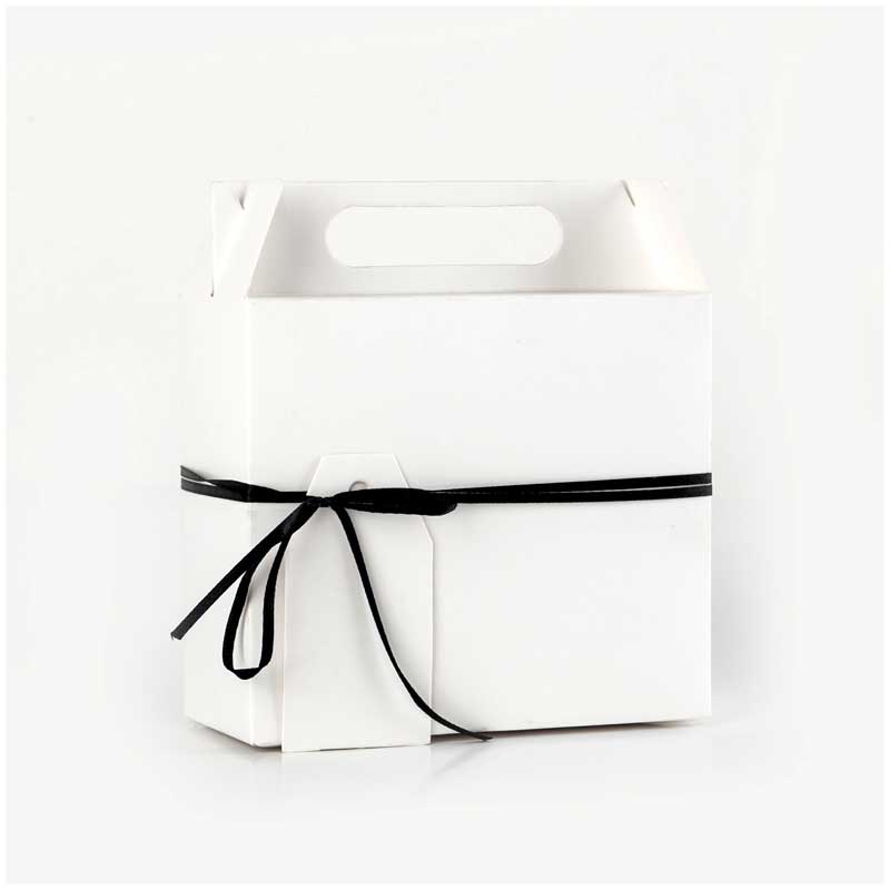 5Pc Big bag with handles Box food cake Candy Boxes Kraft Paper cardboard Box Packaging Wedding Birthday Party Favors: white