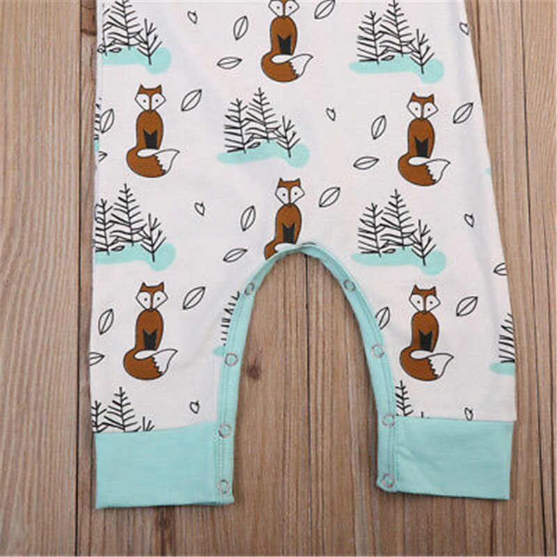 Dla dzieci zwierzęta druku noworodka niemowlę chłopiec dziewczyna lis romper jesień zima bawełna z długim rękawem Playsuit kombinezon