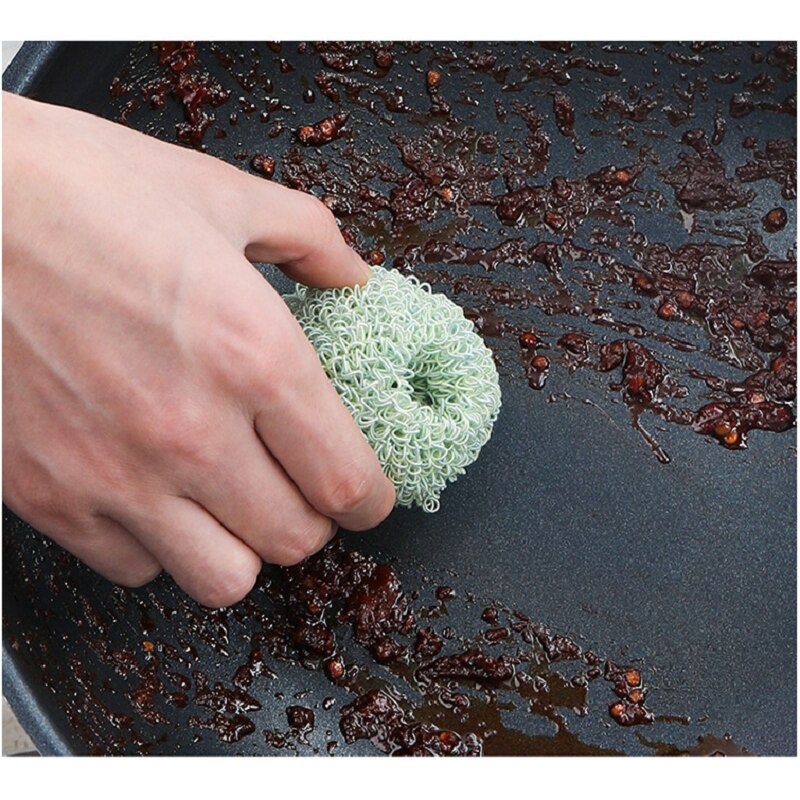 Nano Fiber Clean Ball Scouring Cloth Home for Kitchen with Handle Decontamination Cleaning Brush Pot Dish Brush Tools