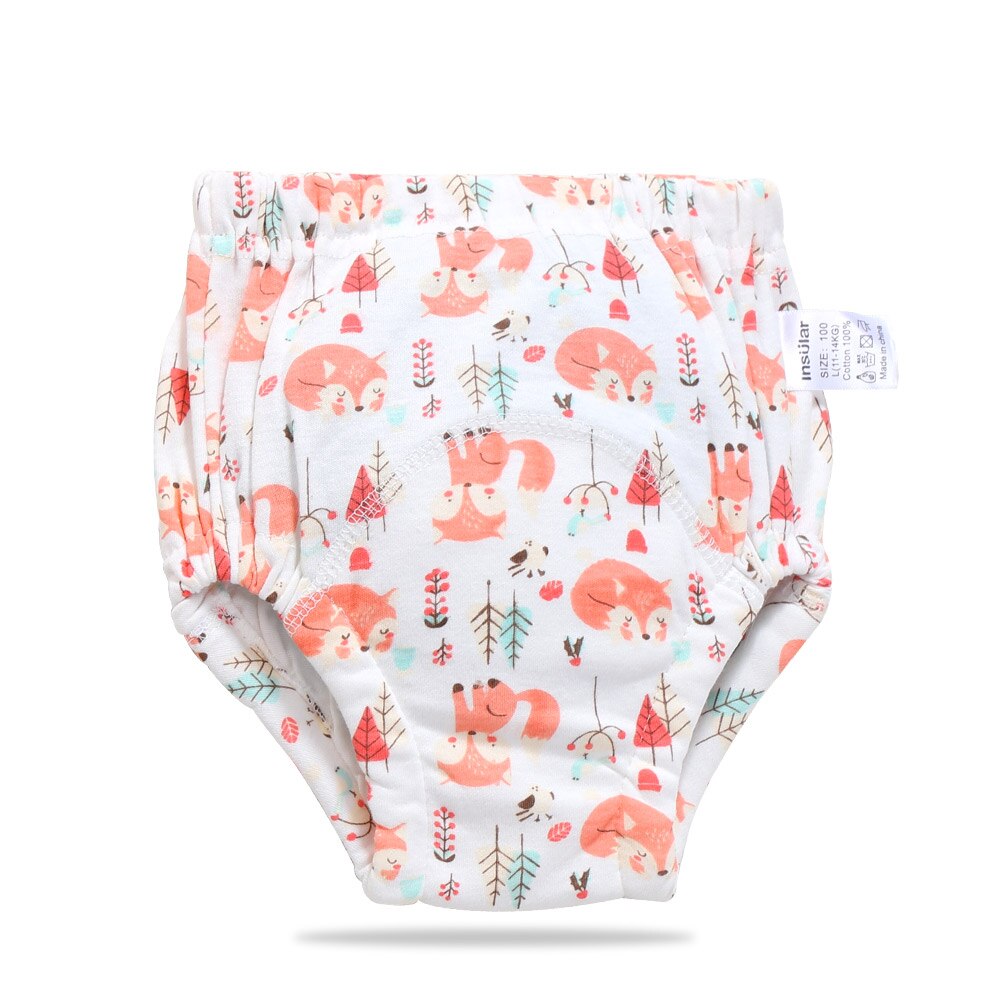 1Pc Baby Diapers Reusable Cloth Nappies Waterproof Child Boys Girls Cotton Training Pants Washable Underwear Cloth Diapers: Fox / M(90cm)