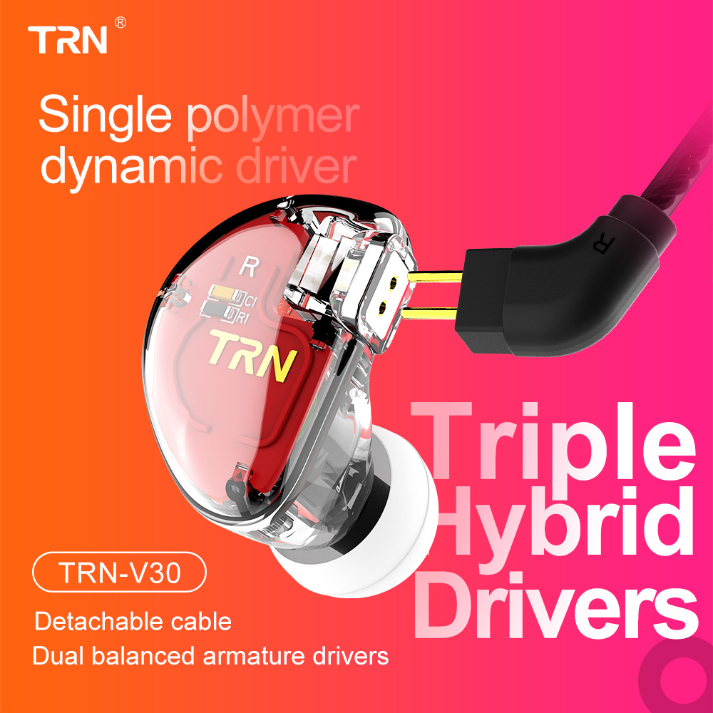 Original TRN V30 Kopfhörer 2BA + 1DD Triple Hybrid Treiber Bass In-ohr Abnehmbare Kabel HIFI Monitor Kopfhörer Mit 2PIN 0,75 MM