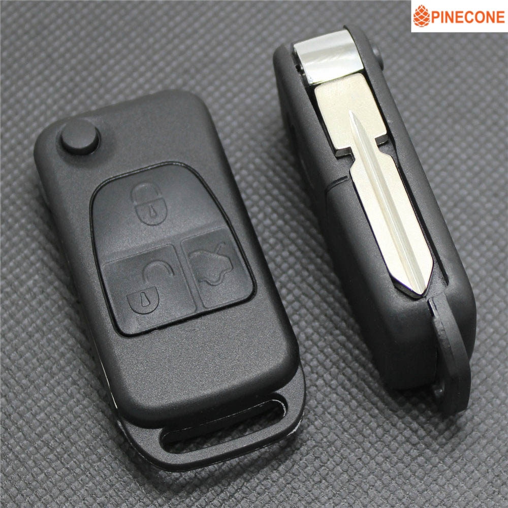 PINECONE for MERCEDES BENZ W140 C E S ML Series Key Case 3 Buttons Uncut HU39 Blade Replace Remote Car Key Fob Shell