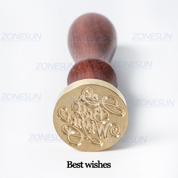 ZONESUN, sello de frase de bendición, sello con mango de madera para , embalaje, sobres de cartas, paquetes, invitaciones de boda: Best wishes