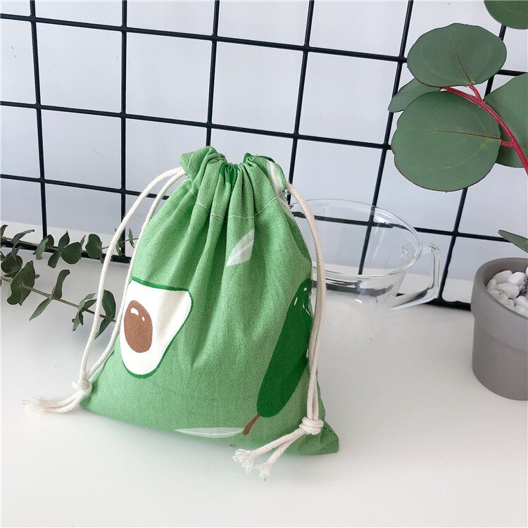 Portable Women Drawstring Bags Handmade Cotton Linen Ladies Storage Package Bag Avocado Small Travel Cloth Pouch: Avocado S