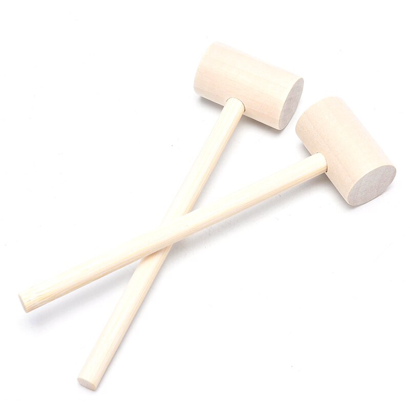 Mini martillos de madera maciza para niños, martillo para golpear pasteles, mazo, juguete educativo (Redondo), 5 uds.