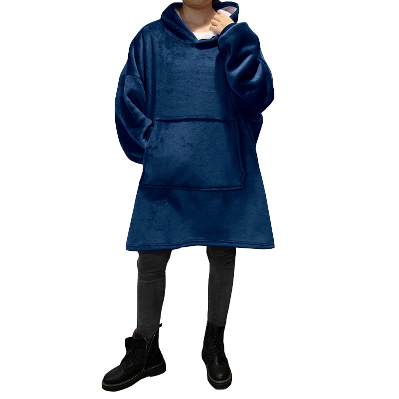 Zimowy ciepły koc na sofę TV z rękawami kieszeń z polaru z kapturem ważony koc dorosłych dzieci bluza nadwymiarowe koc na łóźko