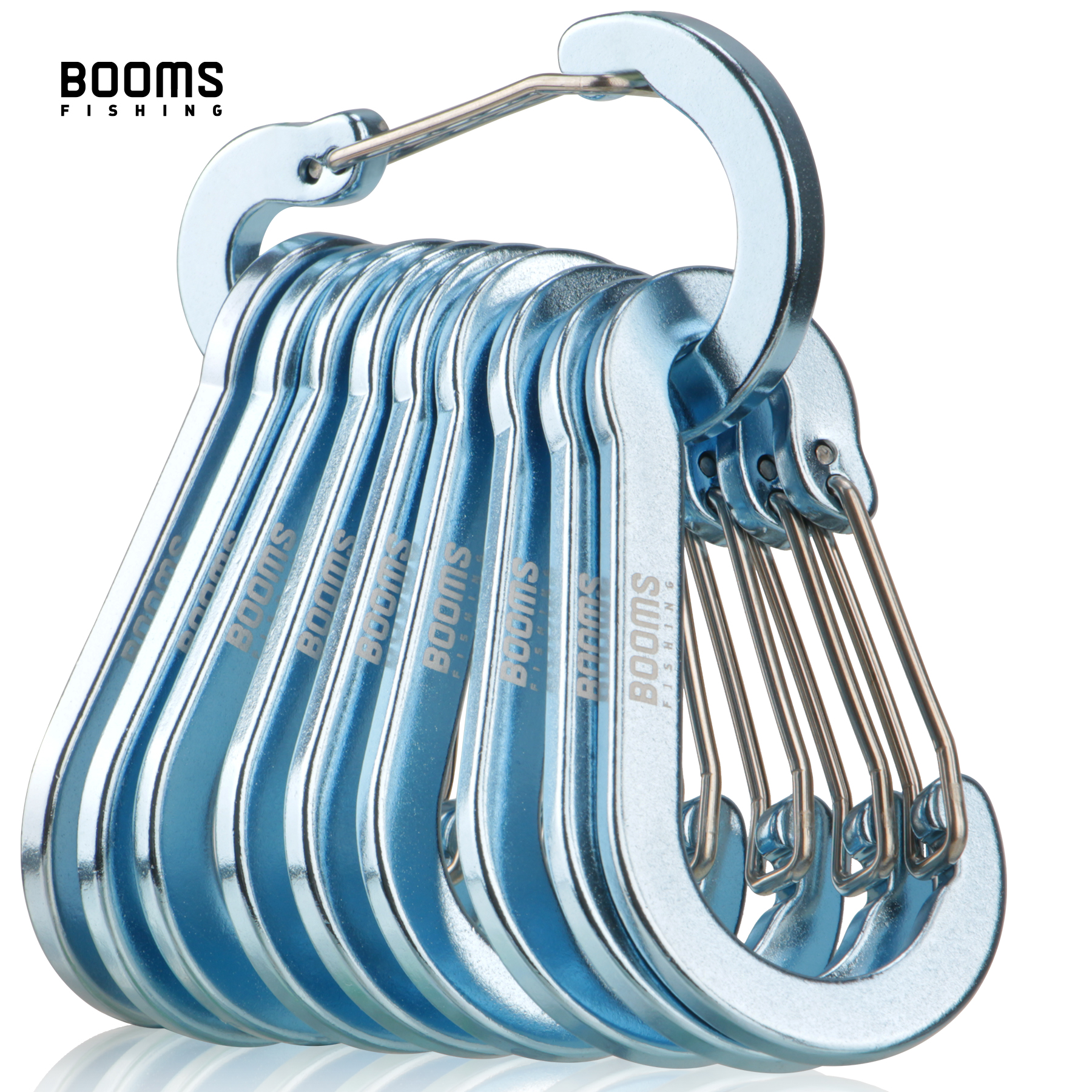 Booms Fishing CC5 MultiUse Carabiner 10Pcs 2.7in/7cm Outdoor Camping Buckle Keychain Aluminum Caribeaner Clip Fishing Acessories: Blue