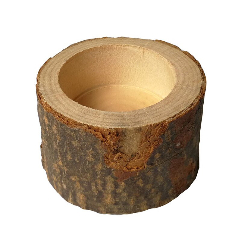 Houten Boomschors Plant Pot Kandelaars Handgemaakte Kandelaar Pijler Kandelaar Ornamenten Bruiloft Decoratie voor Thuis: middle size 60g