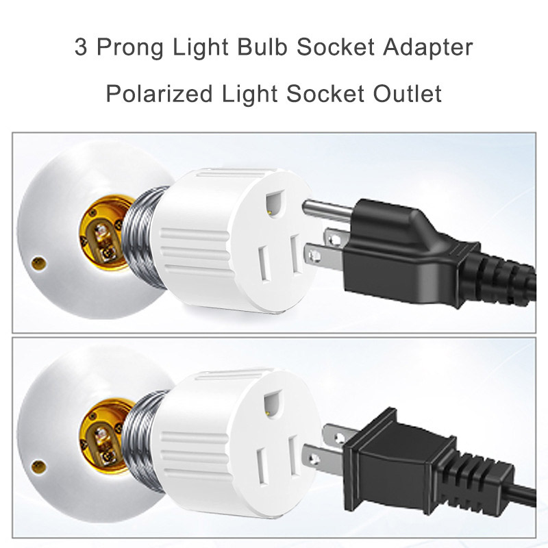 E26 Lamp Holder Converter Flame Retardant Bulb Base Screw Adapter US Prong Light Socket Outlet Fit for 2/3 Prong Convert Accesso