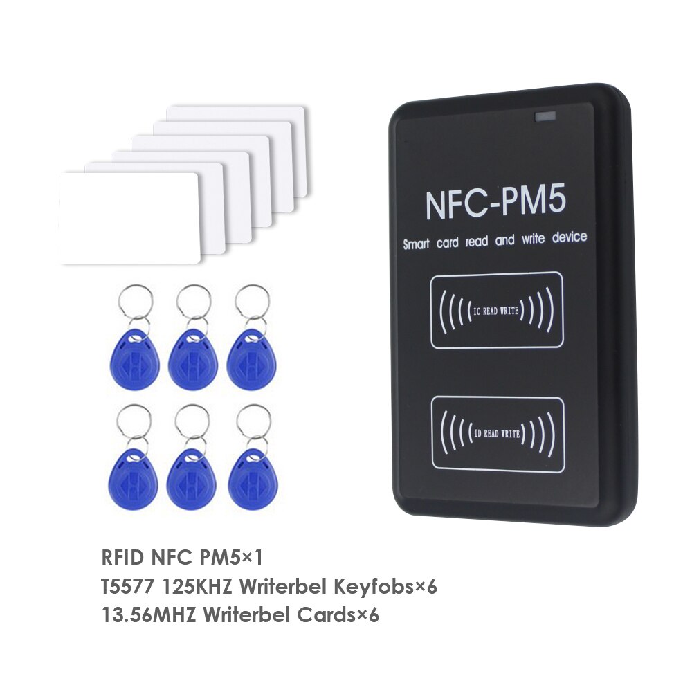 dual-frequency 125KHZ 13.56MHZ NFC PM5 IC/ID Duplicator RFID Reader Full Writer Decoding Function Card Copier: Writer 12key