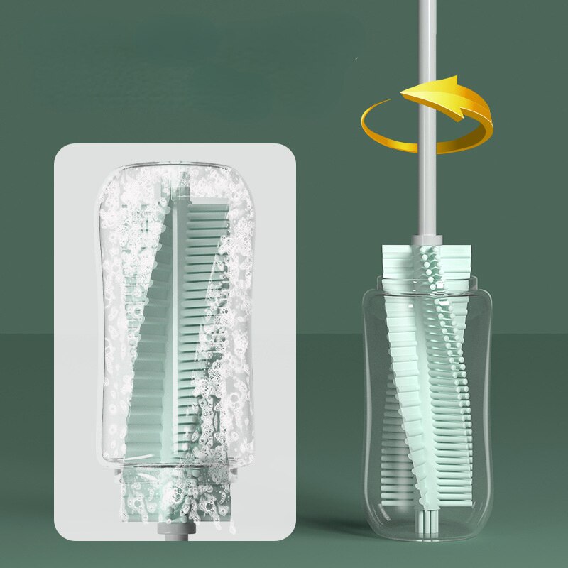 Spazzole rotanti in Silicone per biberon spazzola per tazza di pulizia per bambini spazzole per biberon per pulizia di alimenti strumento per la pulizia del lavaggio della tazza di vetro