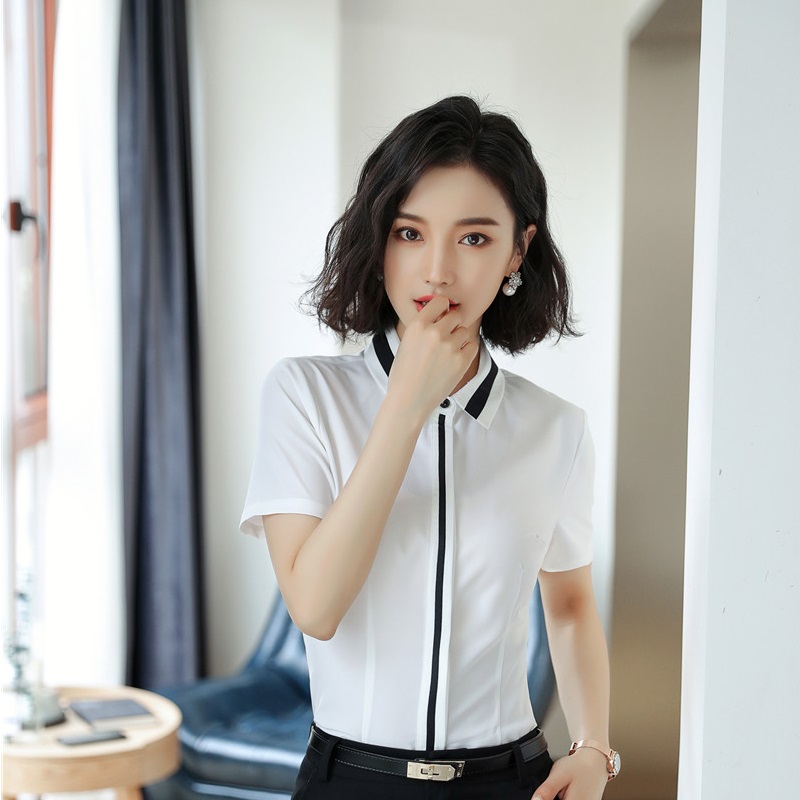 Witte Zomer Korte Mouw Chiffon Blouses Shirts – Vicedeal