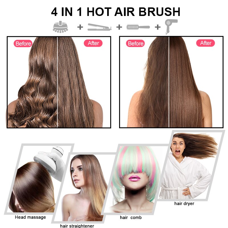 Autocure-secador de pelo eléctrico de un solo paso, W, voluminizador, cepillo de aire , alisador de pelo, peine, secador de pelo, novedad de 1200