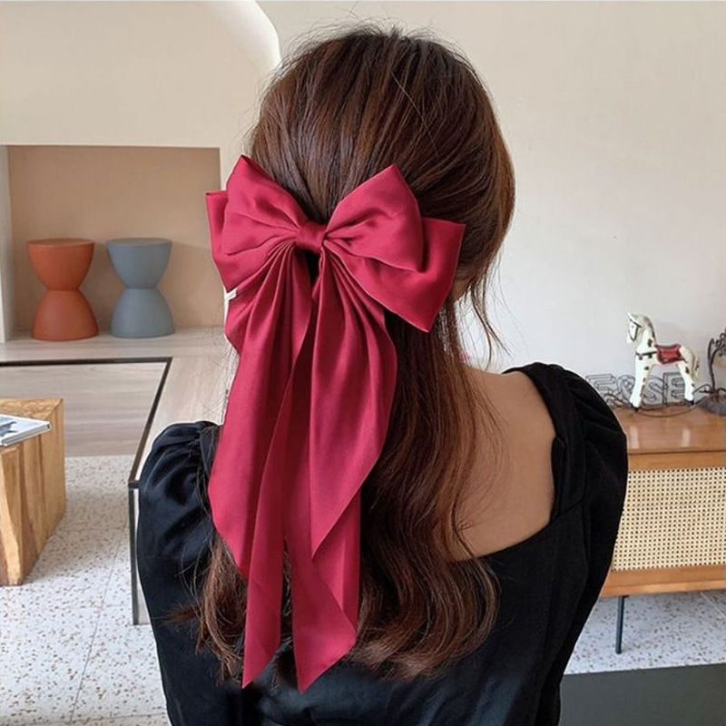Épingle à Cheveux avec Nministériels d localité, Version Coréenne, Français, Vintage, Fille, Côté Bec de Canard, réinitialisation, Filet, Rouge, Ornement