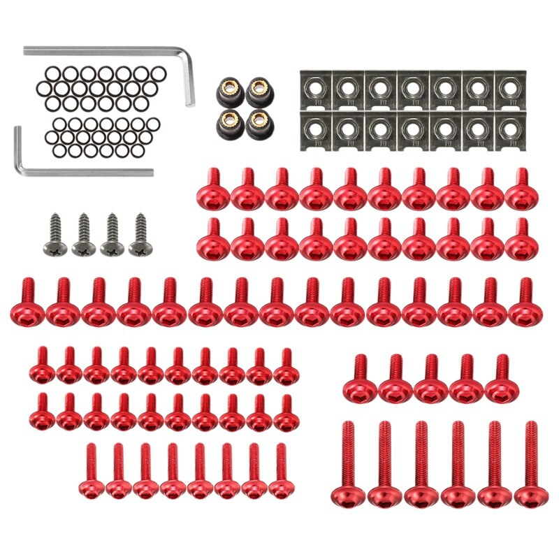 137Stck Universal- Motorrad Verkleidung Bolzen Schraube Verschluss Fixierung Bausatz Verschluss Clips Schraube Muttern: rot