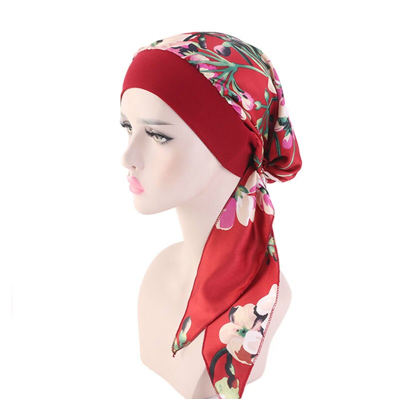 Elastische Haarband Hoofddoek Hoed Zijde Imitatie Vrouwen Tulband Hoed Mode Moslim Tulband Hijab Hoeden Indiase Cap Wrap Cap 12 kleur: style3