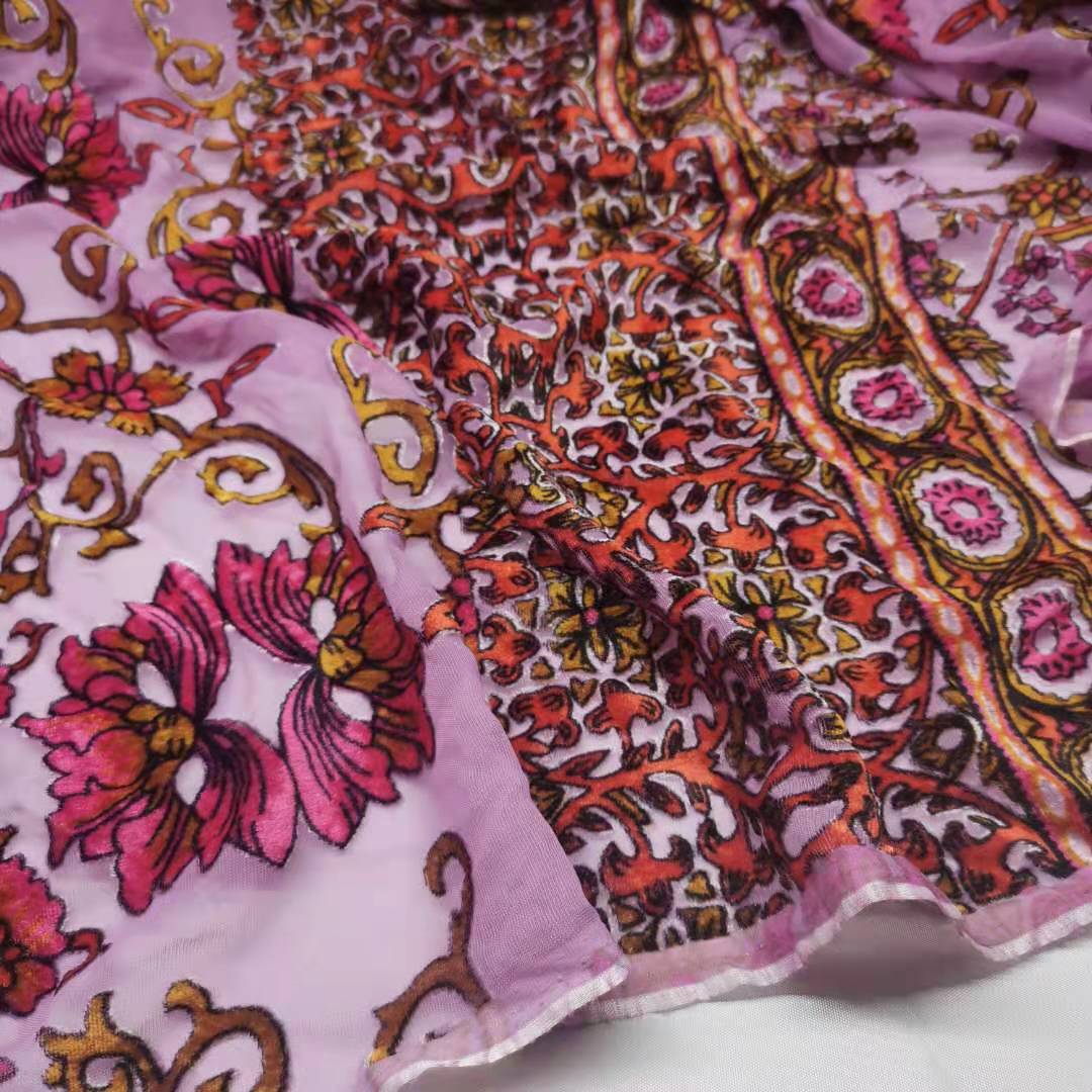 On Burn-Out Fabric 140cm Width Velvet Dress Flocked Rayon Qualified Shirt