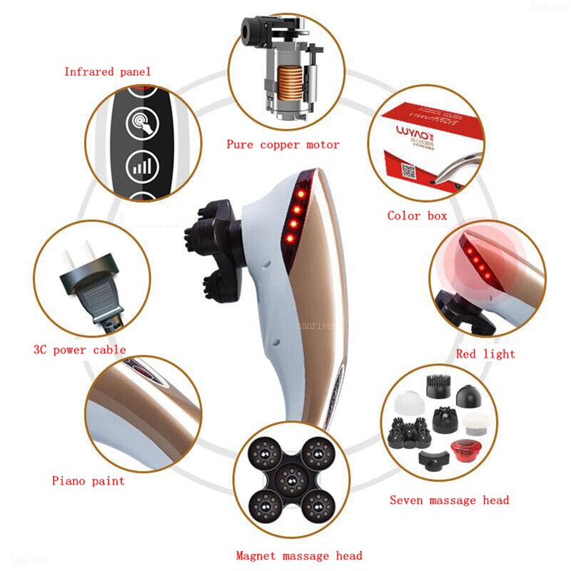 Multi-function electric dolphin massage machine hammer shock infrared roller neck massage, pain relief body massage machine