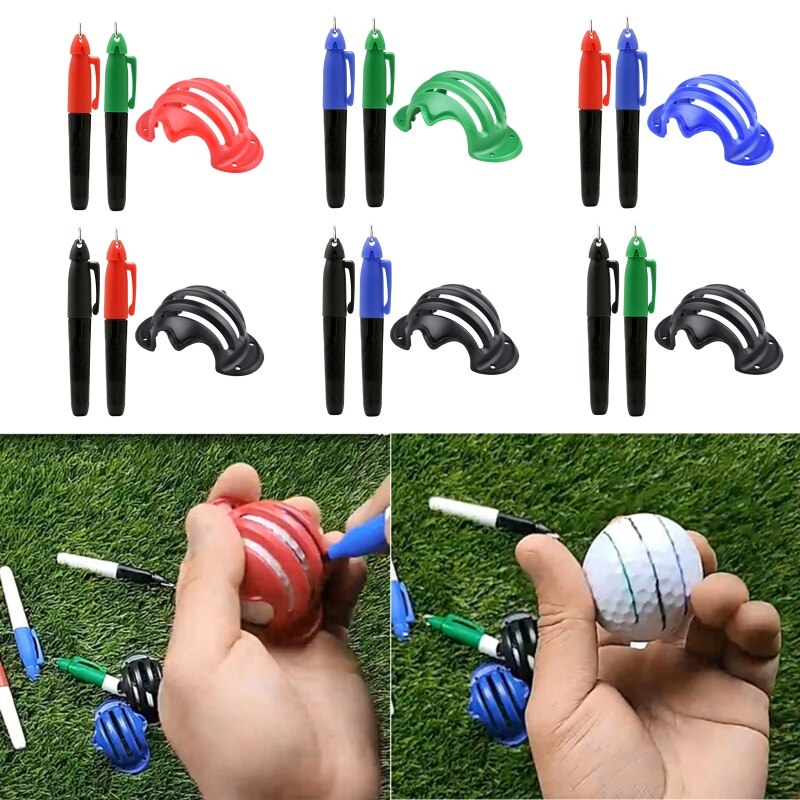 094C 3Pcs Alignment Tool Marks Template Marks Sign Tools with 1 Golf Ball Marker Pen