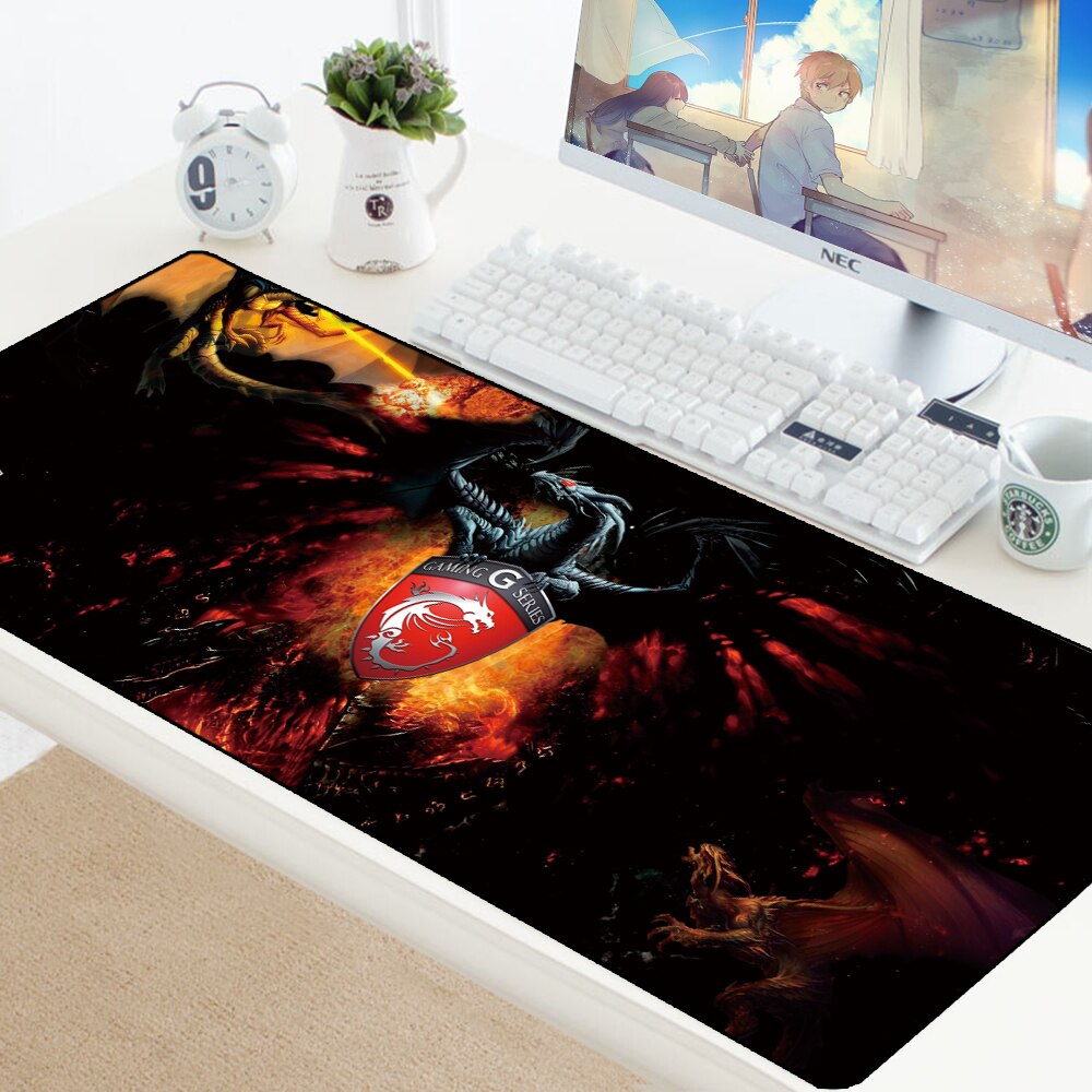Alfombrilla de ratón grande XXL MSI, antideslizante, de goma, para teclado, ordenador portátil, velocidad, ratón de escritorio: 3 / Size 800x300x2 mm