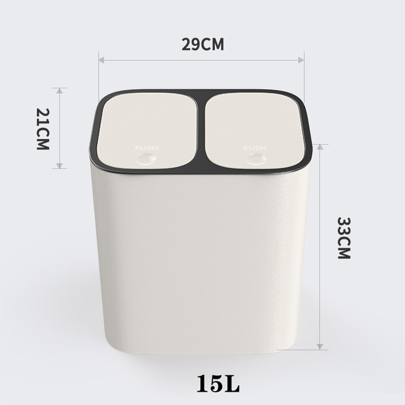 Dry-wet Garbage Classification Trash Can Double Buckets With Cover Office Paper Baskets Household Living Room Kitchen Dustbin
