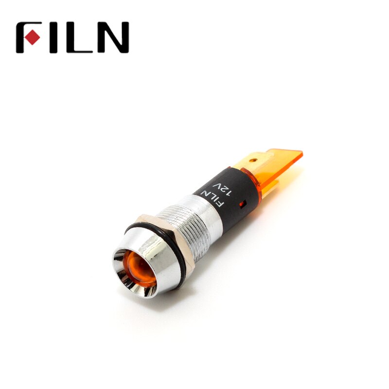 FILN 220v Indicator light 12mm concave led matel led red yellow white blue green 6v 24v 110v 220v 12v with terminal pins