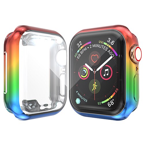360- ai klokkedeksel til apple watch-deksel 3 2 1 42mm 38mm mykt fargerikt tpu-skall + skjermbeskytter for iwatch 5 4 44mm 40mm: Rød-gul-blå / 38mm for serie 123