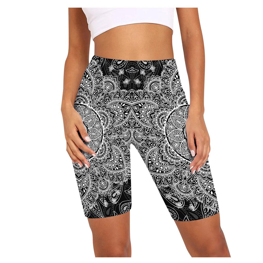 Imprimé serpent Leggins Pour Femmes Imprimé Taille Haute Hanche Sport Shortnude D'équitation Serré Trois points Leggings Legging Court Ласины #20: Black / XL