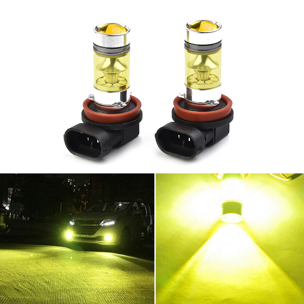 2 uds bombillas de luz antiniebla para coche H11 H8 bombillas Led antiniebla amarillas 4300K 100W 1500LM luz LED DRL de brillo súper alto para automóvil
