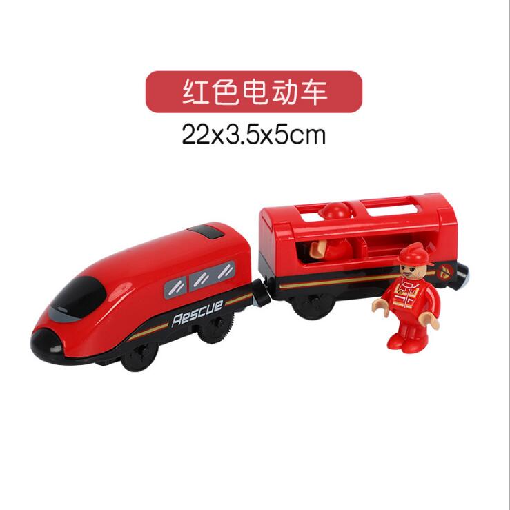 Magnetic RRC EMU train Toy wooden track Brio track combination electric RRC locomotive compatible magnetic train: red