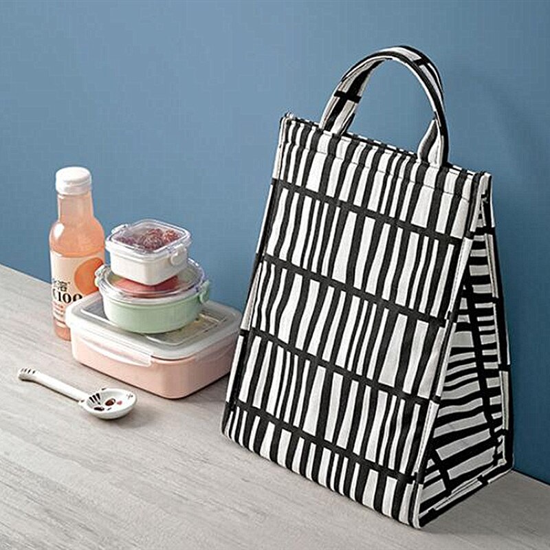 Purdored 1 pc geometrie lunchtas voor vrouwen grappige kinder bento koeltassen thermische reis ontbijtbox draagbare picknicktas