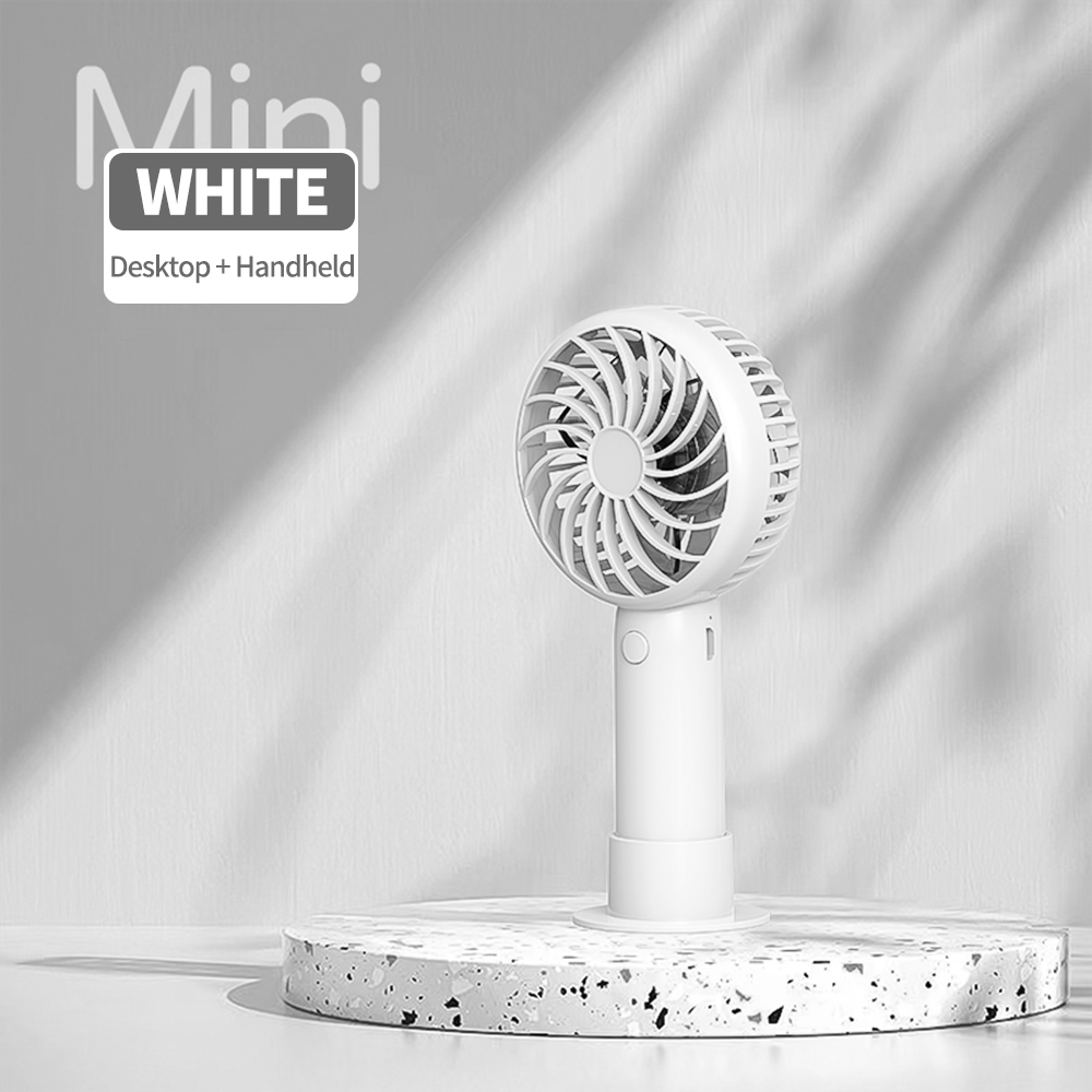 Ventilateur Portable Rechargeable pratique petit ventilateur de poche ventilateur à main léger Mini ventilateur portatif refroidisseurs d'air: BLANC