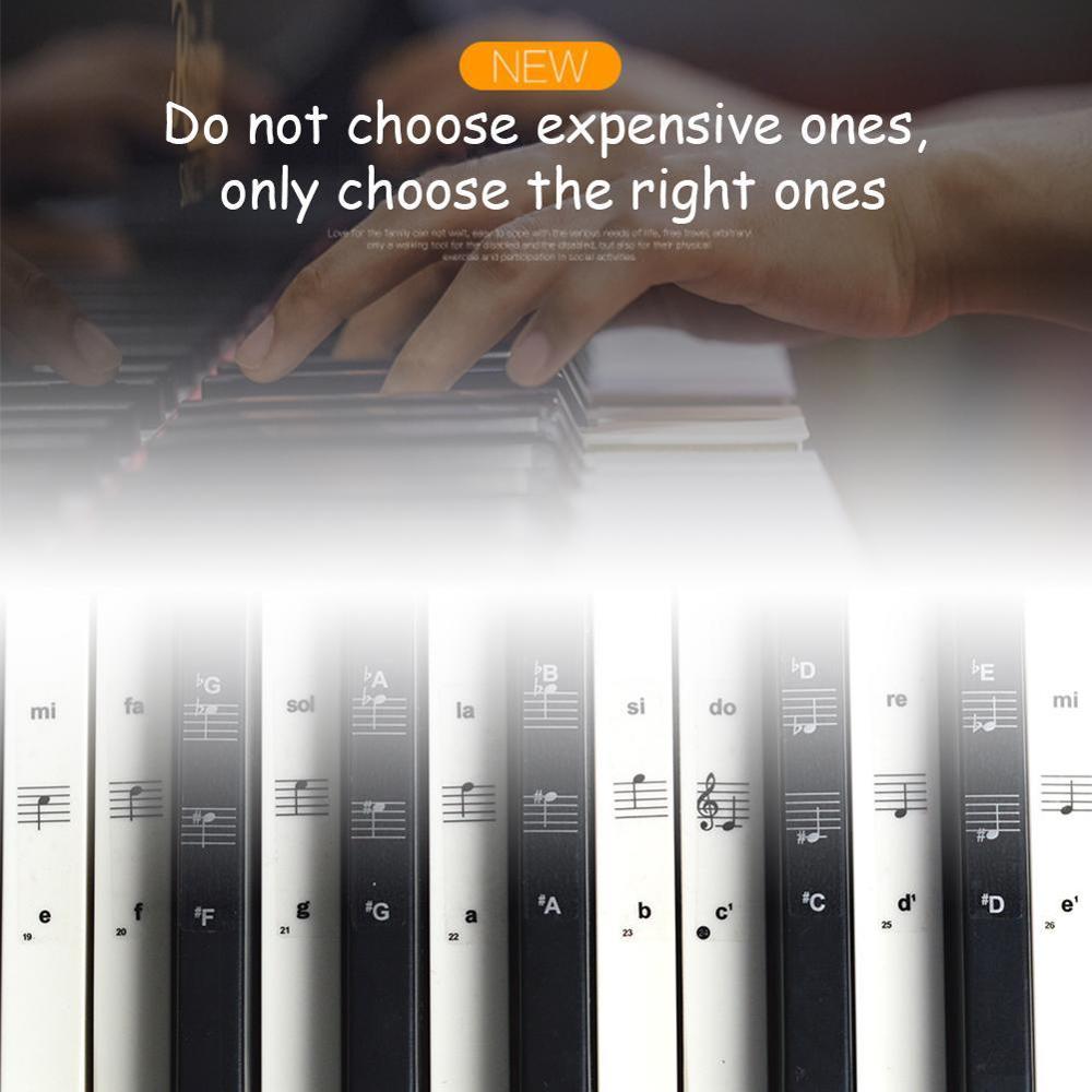 54/61/88 Key Piano Stickers Transparent Piano Keyboard Sticker Stave Electronic Sticker Piano Note Accessories PVC Name Key