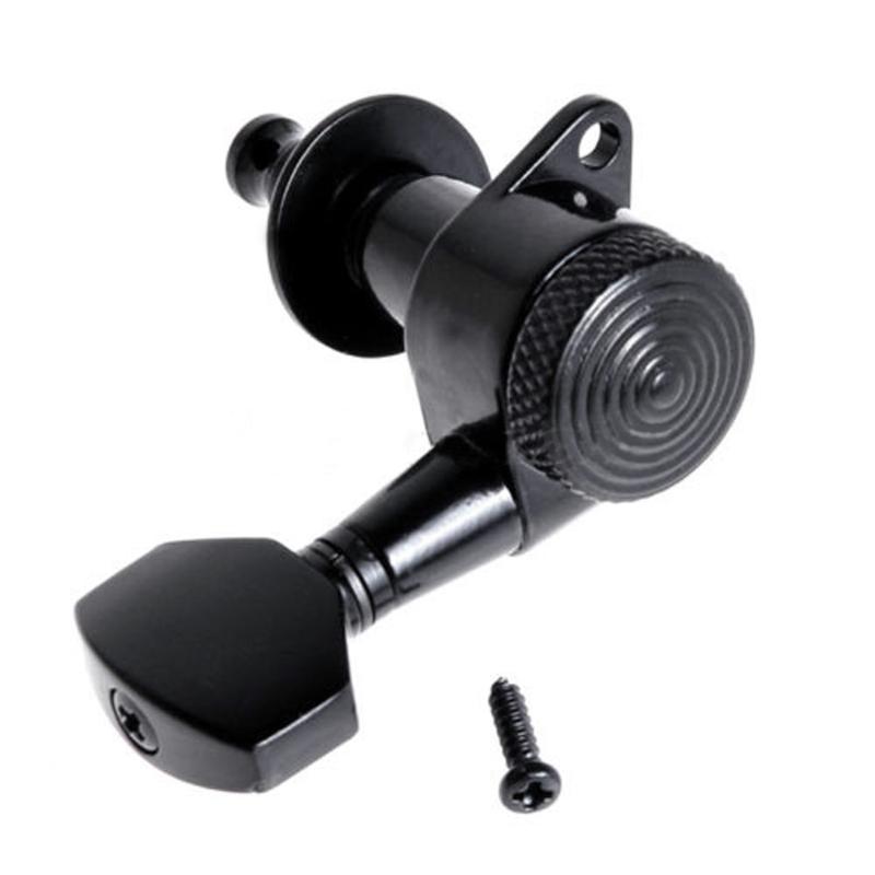 Gitaar String Peg Locking Tuners Stemsleutels Machine Heads Zwart 6R Inline