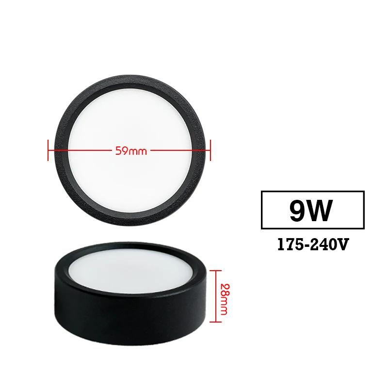 Focos empotrables Led de 220V, lámpara de techo de 9W, 12W y 18W, Panel de iluminación montado en superficie, accesorio de cocina para decoración del hogar y la habitación: Luz natural / Amarillo claro
