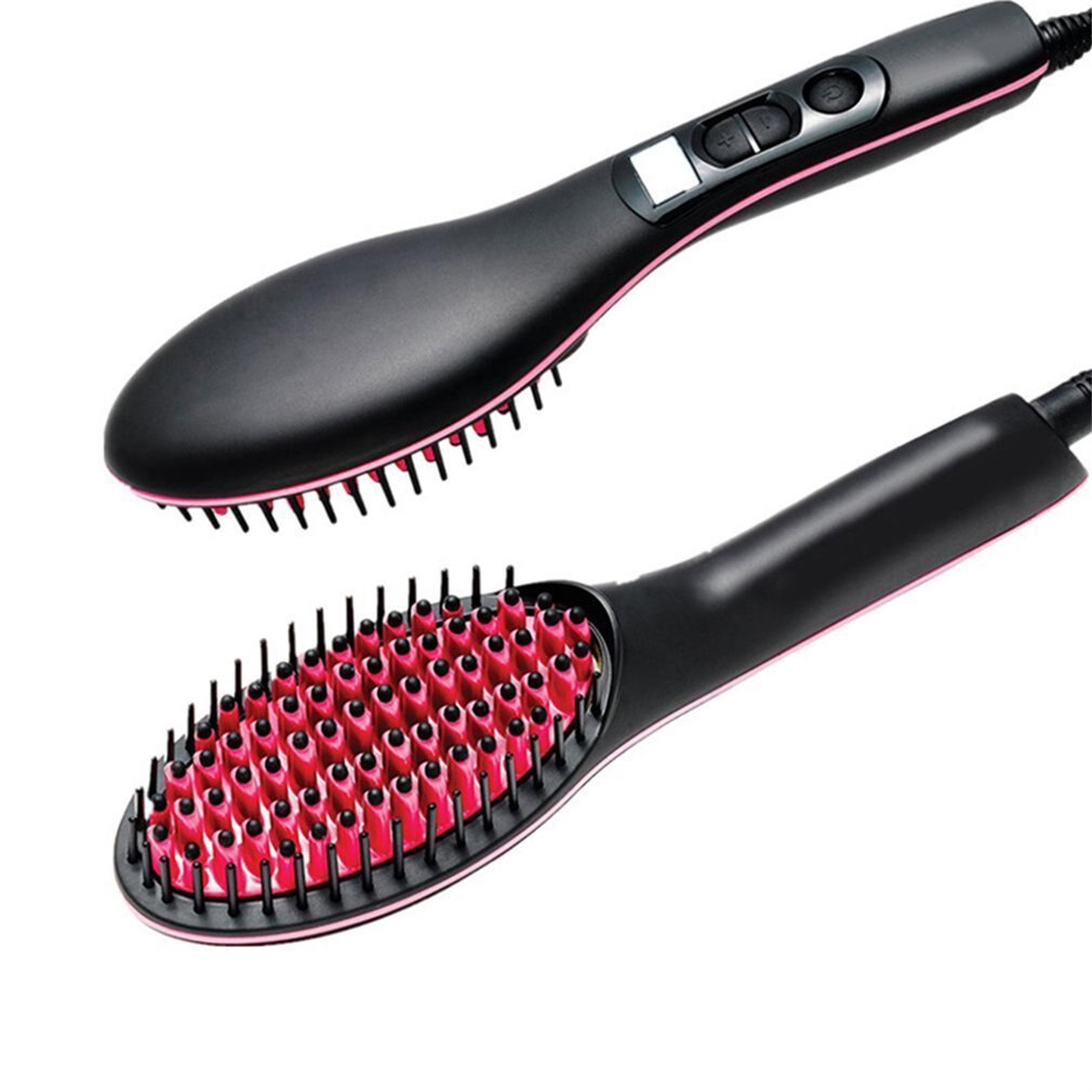 Ceramic Electric Hair Brush Straightening Irons LCD Display Fast Hair Straightener Comb Hairstlye EU AU US Plug