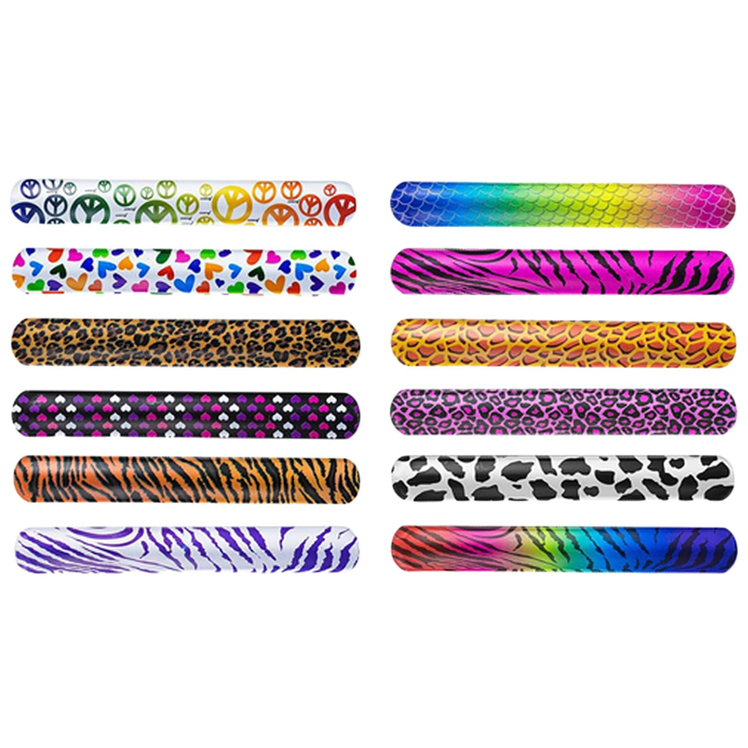 Besegad 60 Colorful Slap Bracelets Wristbands Flexible Slap Band Wrist Strap Novelty Toys Gags Practica Favors Supplies
