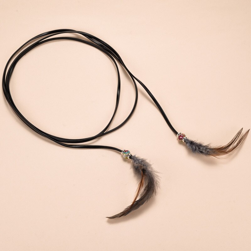 Adornos de plumas de pavo real trenzadas de plumas de la cintura de la cadena de la cintura de la correa de la cadena de la cintura de las mujeres vestidos accesorios calientes