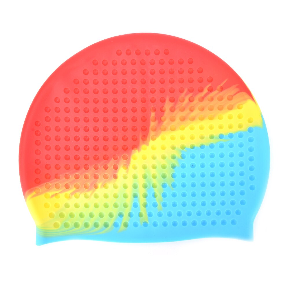 7 Colors Swimming Caps Women and Men Universal Silicone Swim Cap Waterproof Hair Ear Protect Swimming Cap JETTING: Orange Blue