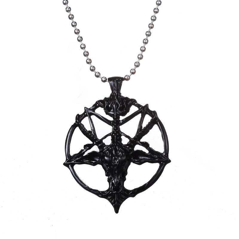 Skull sheep head victim round pendant necklace men retro punk hip hop accessories banquet jewelry bars
