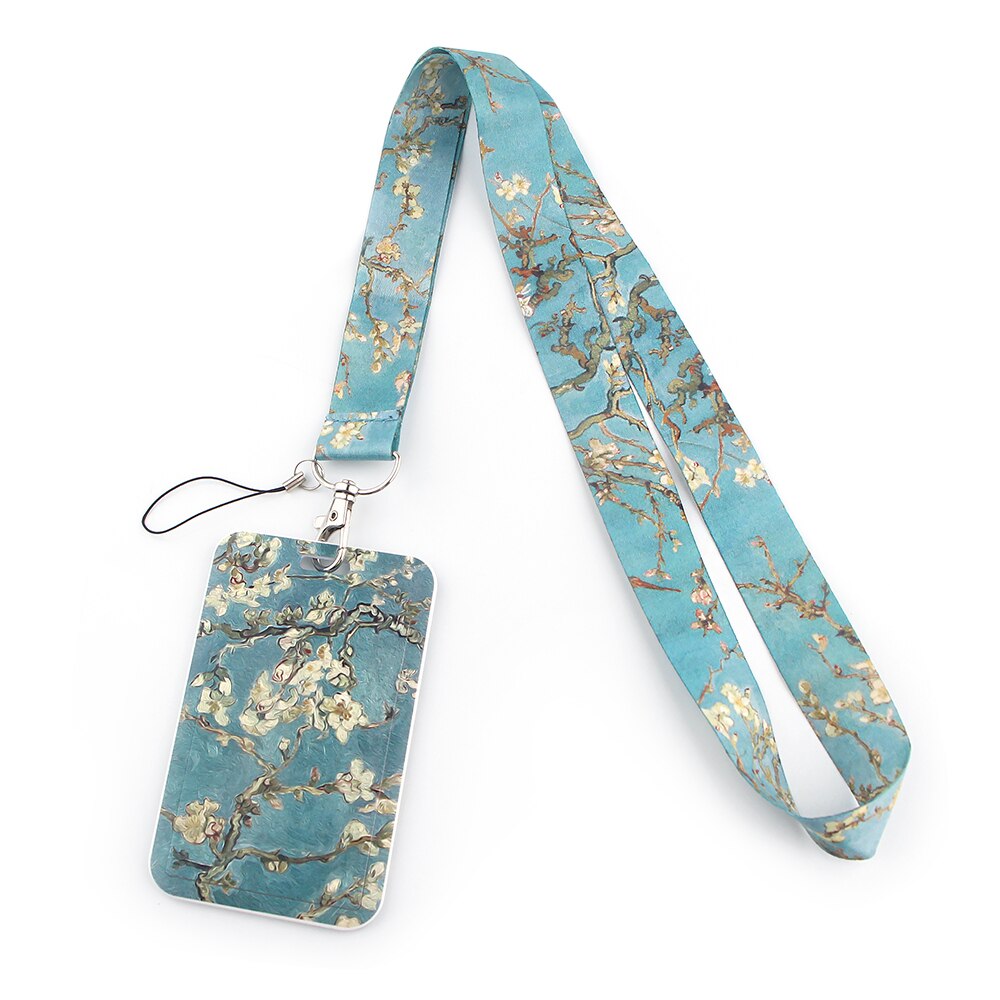 CB101 Mode Bloemen Lanyard Credit Card Id Houder Tas Student Vrouwen Bank Bus Visitekaartje Cover Badge: 1