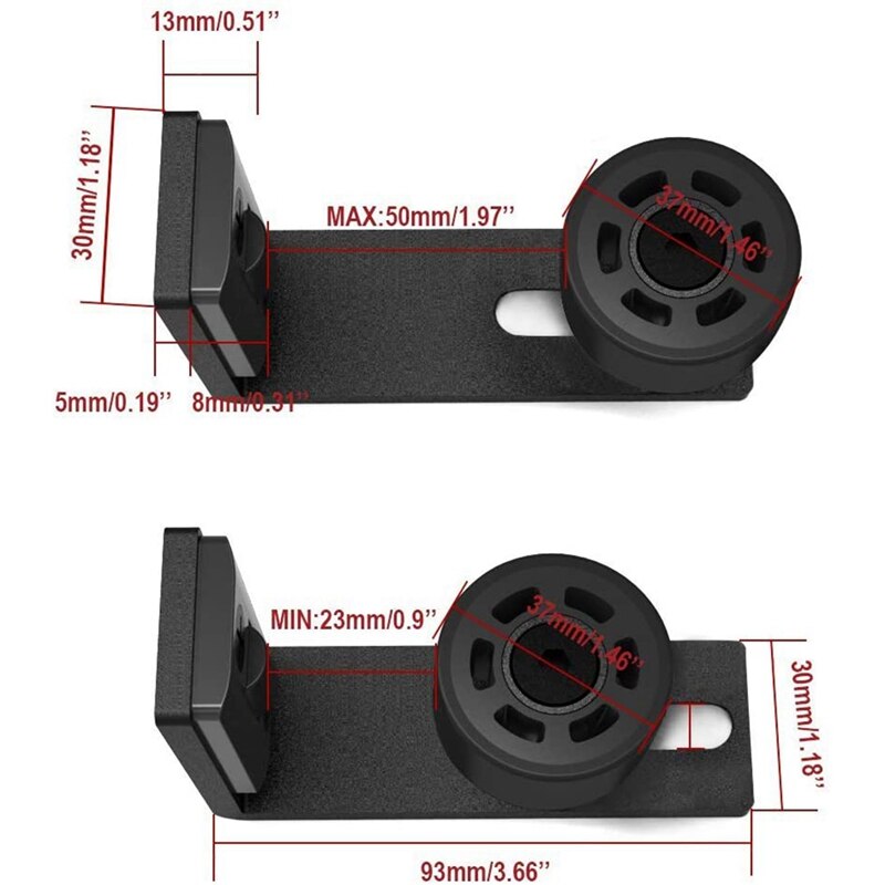2Pcs Vloer Gids Flush Bodem Schuifdeuren Schuur Deur Vloer Gids Met Verstelbare Roller Muur Mount System Black