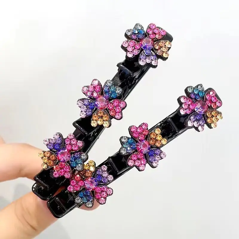 Double Layer Braided Hairpin Hair Hoop Broken Hair Clip Women Hairpin Korean Fixed Headband Hairpin Lazy Hair Accessories: Silver