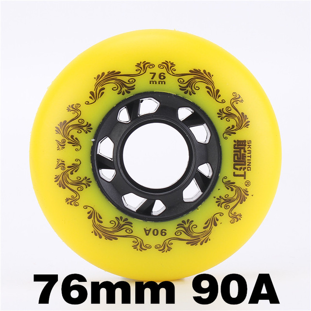 Ruedas para patines en línea, color blanco/amarillo, 90A, neumático duradero de estilo libre, 72mm, 76mm, 80mm, patín Seba, rueda de hoja de repuesto, 8 Uds.: Castaño