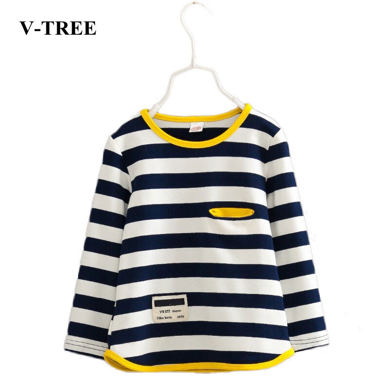 V-TREE Printemps automne bande garçons t shirt à manches longues t-shirts pour filles coton enfants garçon vêtements bébé chemise