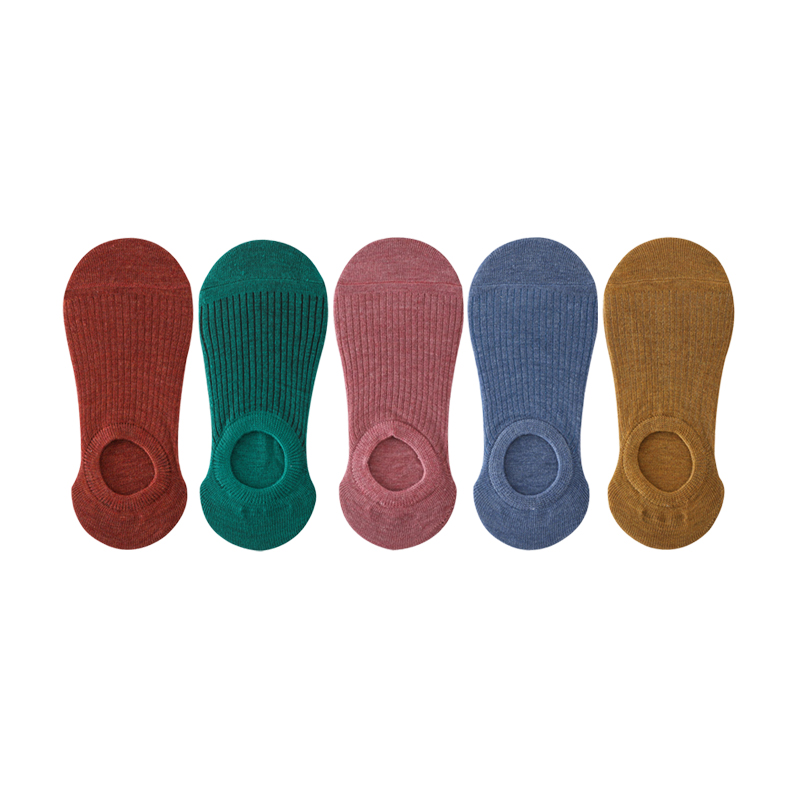 5 pares de zapatillas de calcetín para mujer, calcetines invisibles finos y transpirables de verano de colores sólidos, calcetines cortos invisibles de silicona antideslizantes