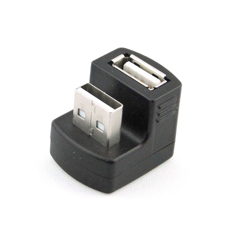 Zihan Right Angled USB 2.0 Adapter A Male to Female Extension 90 180 Degree Black
