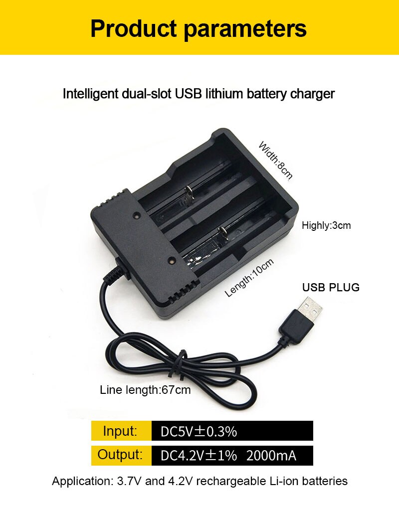VOXLINK chargeur de batterie 2 slots USB recharge Intelligente 18650 26650 21700 14500 26500 22650 26700 Li-ion chargeur De Batterie Rechargeable